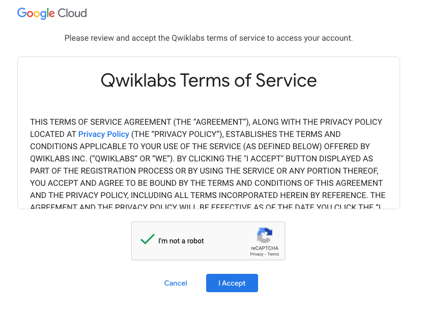 qwiklabs Terms of service
