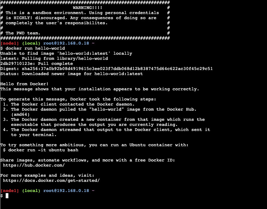 docker run hello world